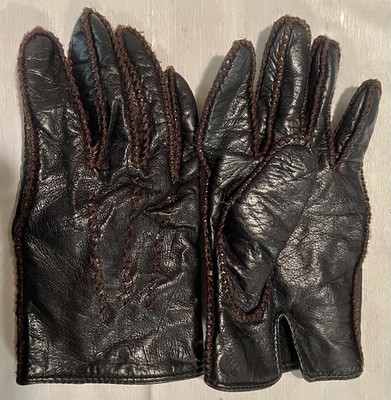 Black Leather Lined Gloves Banana Republic Size 9. Deerskin