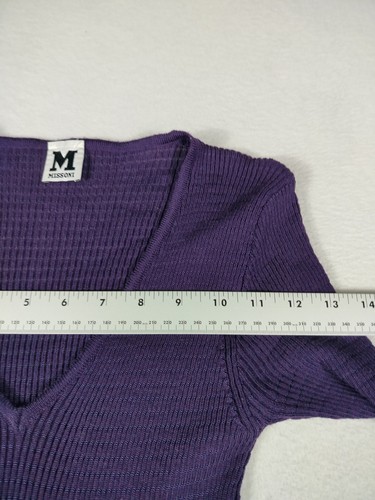 Missoni Kleid Damen Medium Lila Zick Zack Muster Strick V-Ausschnitt Langarm - Bild 9 von 12
