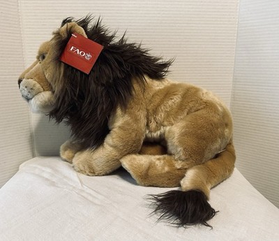 FAO Schwarz Toys R Us Realistic Natural Looking Lion Plush Mane 20'' 2015 w/Tag
