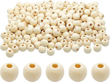 200PCS 12Mm Natural Unfinished Wood Beads round Wooden Spacer Loose Beads for DI