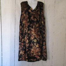 April Cornell Dress XL X Large Black Floral Velvet Pockets Jumper Cottagecore