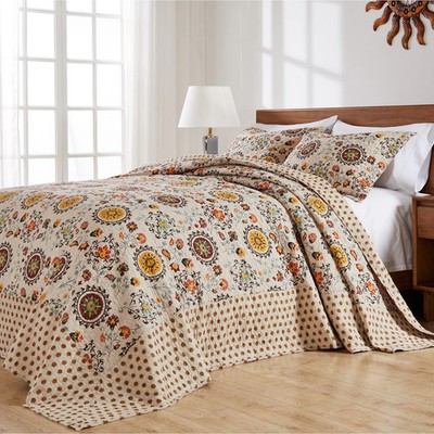 Greenland Home Fashions Andorra Cotton 100% Cotton Reversible 3-Piece...