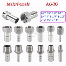 A2 Stainless Steel Male/Female Thread Fitting x Barb Hose Tail End Connector BSP