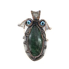 Handmade Owl Necklace Copper Wire Wrapped Emerald Pendant 3