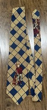 Vintage Brasstown Valley Collection 100% Silk Golf Tie Navy Gold Plaid USA Made