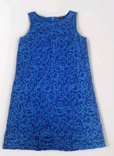 H & M Blue Lace Floral Casual Dress Size S Preloved Chest 17.5" Length 33"