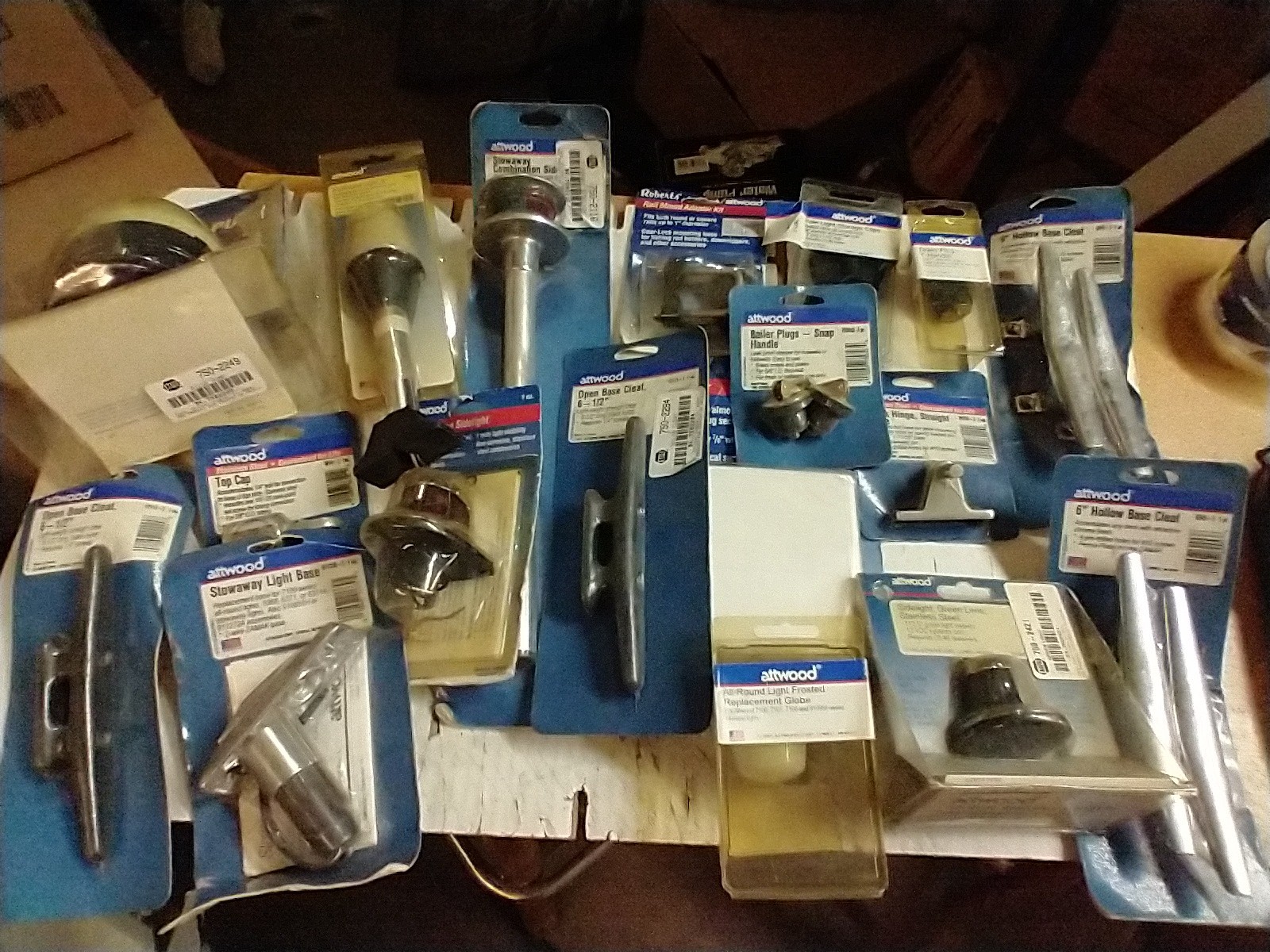 LOT OF 33 MISC BOAT AND MARINE PARTS MADE BY ATWOOD