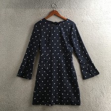 GAP Dress Womens 4 Navy Blue Polka Dot Long Sleeve Tie Back Woven Casual Mini