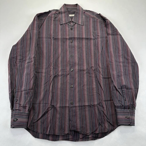 Chemise homme Prada 38/15 boutonnée manches longues rayée multicolore noire habillée