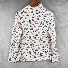 White Stag Christmas Turtleneck Womens XL Tree Cabin Woods Holiday L/S Cotton