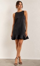 Camilyn Beth Black Coquette Classic Satin Ruffle Flounce Hem Mini Dress Size 6
