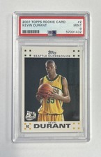 2007-08 Topps Basketball Kevin Durant Seattle SuperSonics Rookie Card #2 PSA 9. rookie card picture