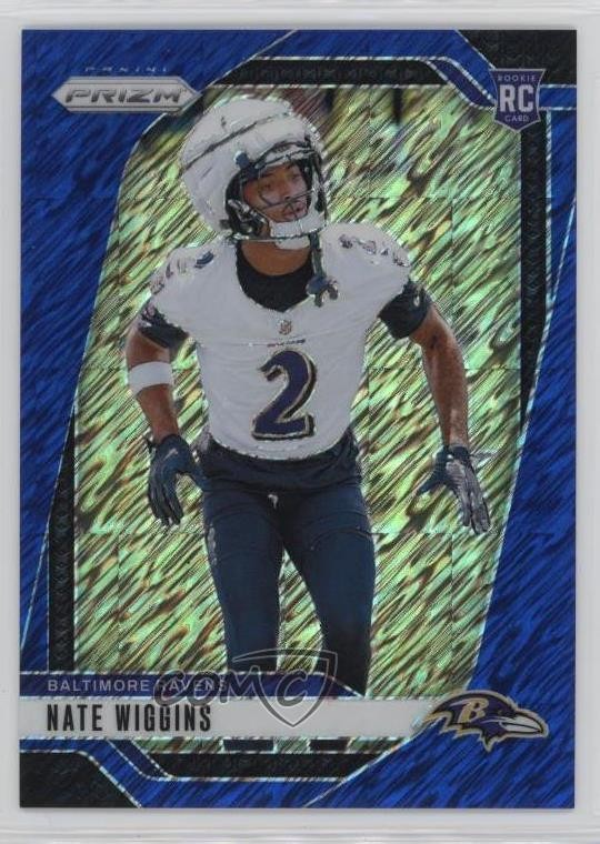 2024 Panini Prizm Rookies Blue Shimmer 15/25 Nate Wiggins #380 Rookie RC rw6