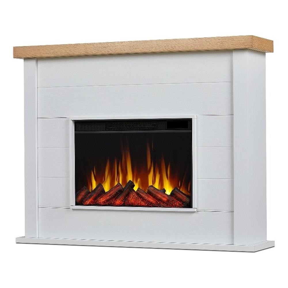 Real Flame Marshall 49" Modern Wood Slim Electric Fireplace in White