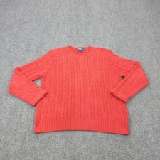 VTG Polo By Ralph Lauren Sweater Mens XL Red Cable Knit Cotton Crewneck Pullover