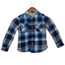 Kids Eddie Bauer Boys Comfy Soft Sherpa Lined Snap Front Plaid Shirt Jacket 4/5