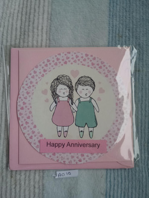 A010 Handarbeit personalisiert Happy Anniversary Karte Mann Frau Paar rosa 12x12cm