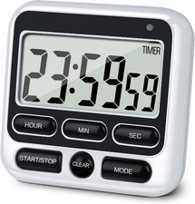 Digital Kitchen Timer with Mute/Loud Alarm Switch On/Off Switch, 12-Hour Clock 