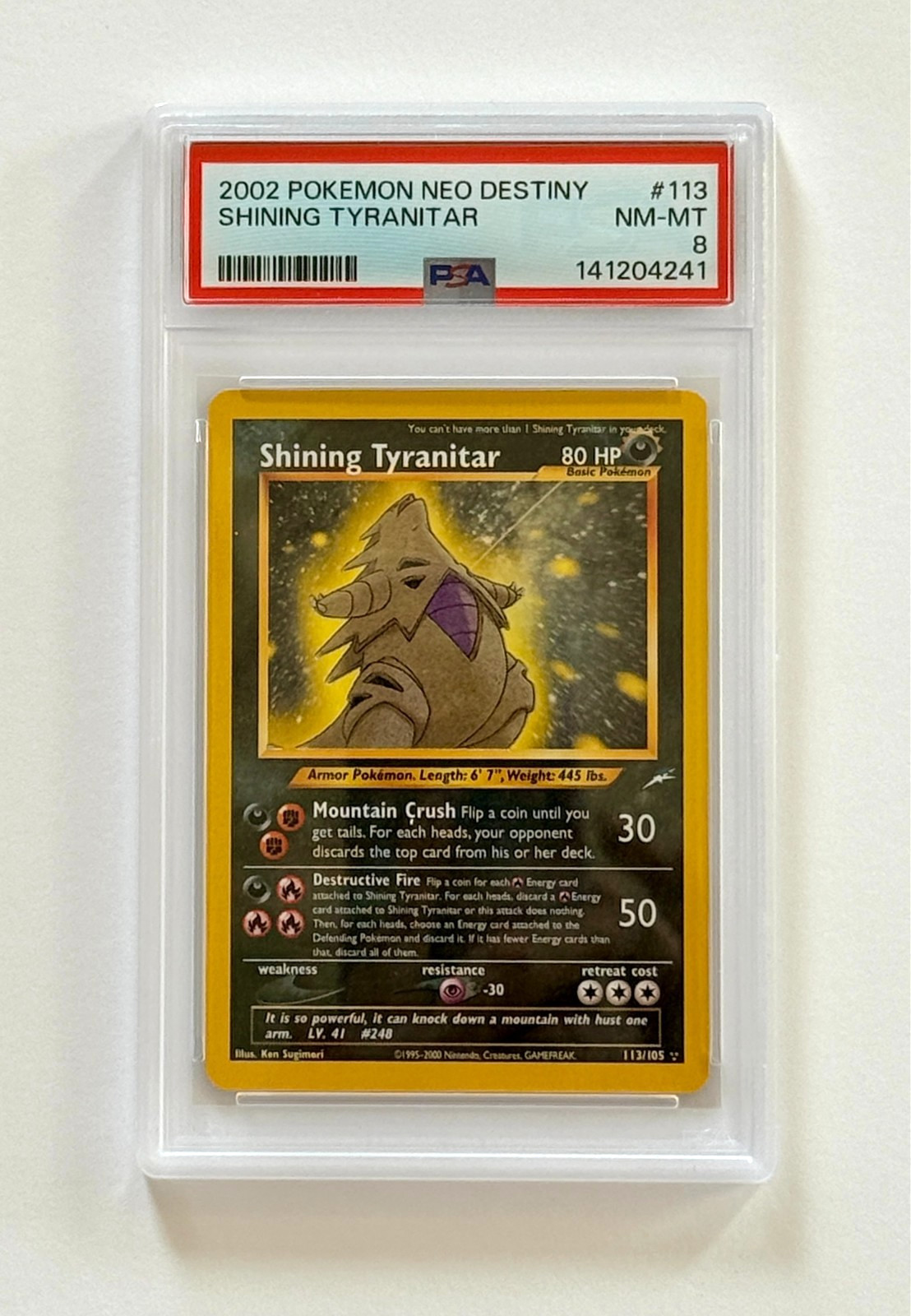 2002 Pokemon Neo Destiny #113 Shining Tyranitar PSA 8 NM-MT Fresh Grade