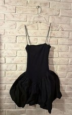 Zara Black Spaghetti Strap Bubble Mini Dress Size S