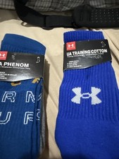 2 X 3 Pair UNDER ARMOUR PHENOM TRAINING COTTON CREW SOCKS 8-12 Multicolor