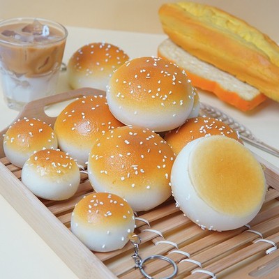 Soft Sesame Bread Bun Slow Rising Stress Relieve Squishy Fidget Toy Keychain