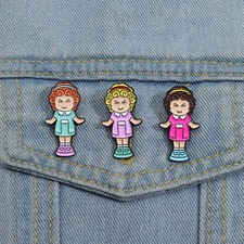 90s Cute Dolls Enamel Pins Custom Kids Toys Brooches Lapel Badges Cartoon Funny 