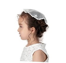 First Communion Veils for Girls Lace Chapel Cap Veil Mantilla Veils White B
