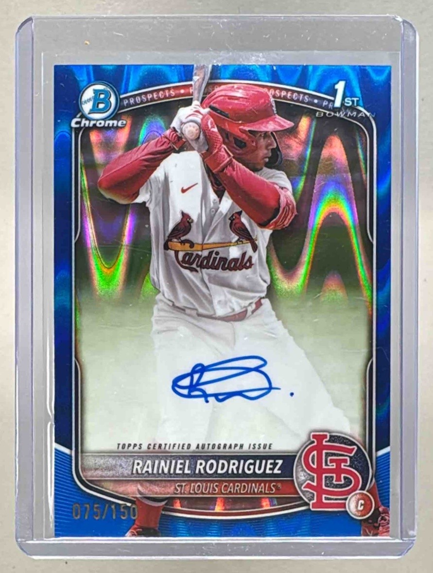 Rainiel Rodriguez 2025 Bowman Chrome Blue RayWave Refractor Auto 1st RC /150