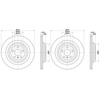 2X Hella Bremsscheiben 345Mm Hinten Passend FüR Mercedes GL-KLASSE GLE GL