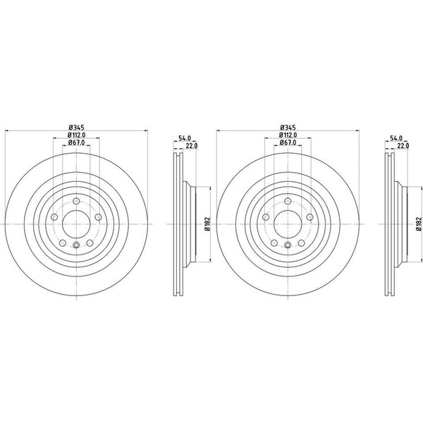 2X Hella Bremsscheiben 345Mm Hinten Passend FüR Mercedes GL-KLASSE GLE GL-image