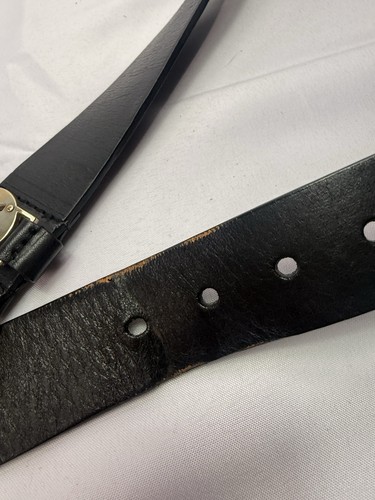 Michael Kors women's logo 1.5" wide Leather Belt Black Silver size M 34-38 - Picture 10 of 13