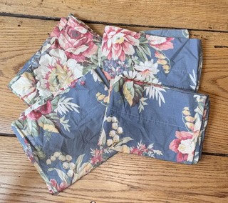 4! Vintage Ralph Lauren Kimberly Floral Blue Standard Pillowcases Cabbage Rose