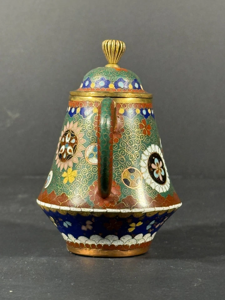 "MINI TETERA JAPONESA MEIJI CLOISONNÉ 3"" ALAMBRE FINO FUNCIONA EXCELENTE ESTADO" Foto 4 de 4