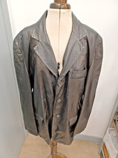 Black Soft Leather Club Row Coat Size Large