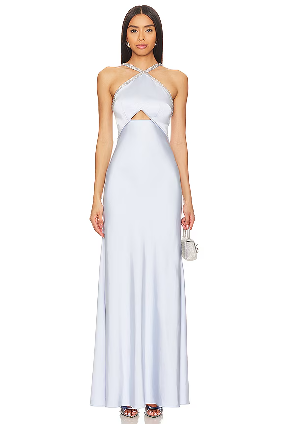 self-portrait Diamante Maxi Dress in Pale Blue US 6 NWOT $510