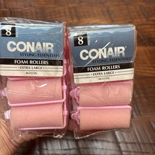 Lot of 2 Conair Hair Foam Rollers Extra Large XL, Pink, 8ct VTG 61115N 61115Z