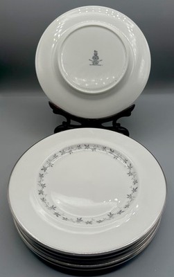 Set Of 7 Cadence 8'' Plates Royal Doulton English Translucent China Platinum Trim
