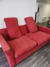 Sofa Bed 2-Seater Dark Dusky Pink/Red Corduroy Material cushions included 