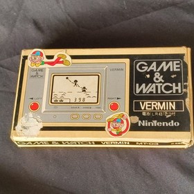 Vintage Nintendo Game & Watch VERMIN wide Screen, Manual, Box set, Japan Working