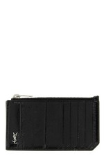 SAINT LAURENT  Tiny Cassandre Black Leather Card Holder New & Authentic