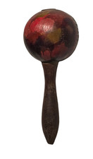 Maraca 6 Inch Handcarved Wood Shaker 2 in Diameter Artwork