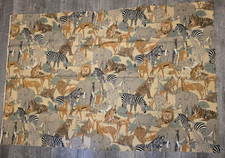 Safari Animals Lion Zebra Elephant Lightweight Uphols Fabric 40" x 60" Remnant