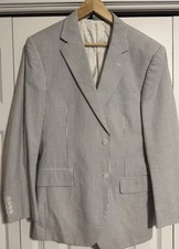 Jos. A. Bank Seersucker Blue/White Stripe Suit Jacket 41R Regular 2-Button