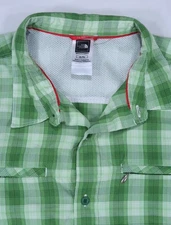 THE NORTH FACE MENS XL TECH WORK SHIRT ZIP CHEST POCKETS SHORT SLEEVE PLAID SS