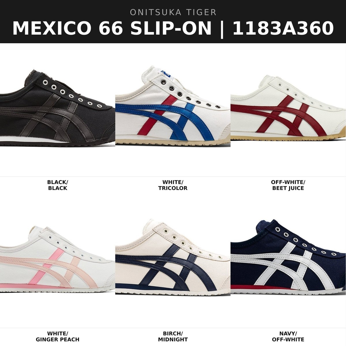 Onitsuka Tiger MEXICO 66 SLIP-ON 1183A360 6 Colors Unisex Adult