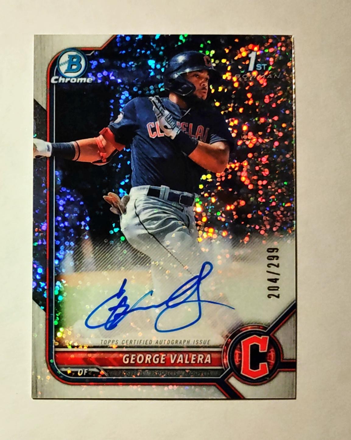 George Valera 2022 1st Bowman Chrome AUTO Prospect SPECKLE REFRACTOR 204/299 i6