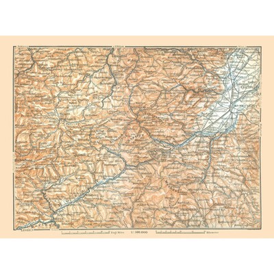 Historic Map - Murtal Austria Vicinity - Baedeker 1896 - Vintage Wall Art