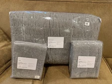 Pottery Barn Hudson Heathered Velvet KING QUILT + 2 KING Shams Gray  NEW w/tags