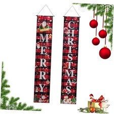 Christmas Decorations Outdoor Yard Front Porch Sign Set, Red Black Front Porch